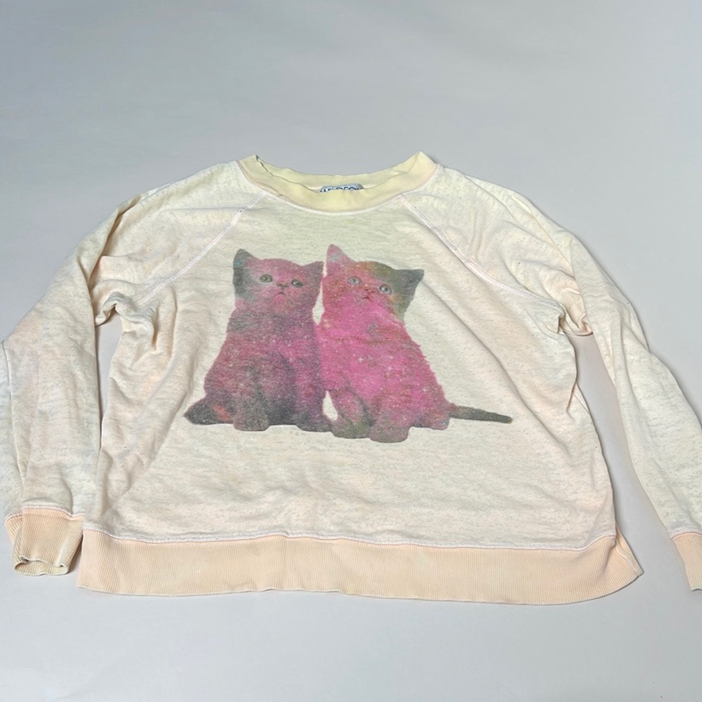 Wild fox orange psychedelic cat sweatshirt size small